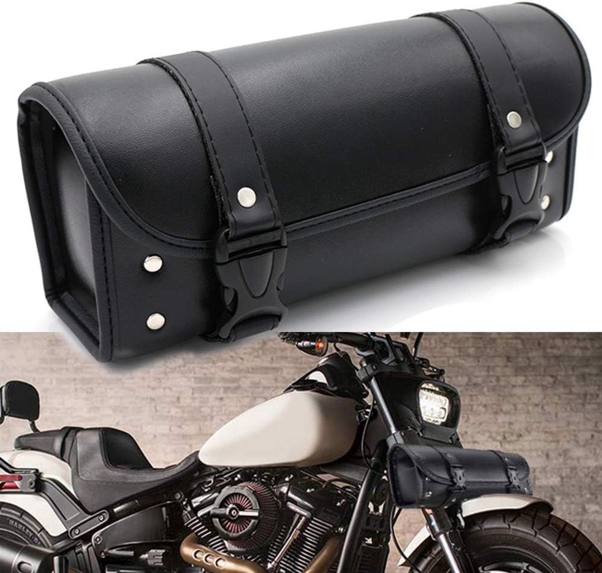 MTTproducts- Zadeltas Universeel - Waterdicht - Hittebestendig - PU-leer - Motorfiets - 2 Riemen - Geschikt voor de meeste motorfietsen