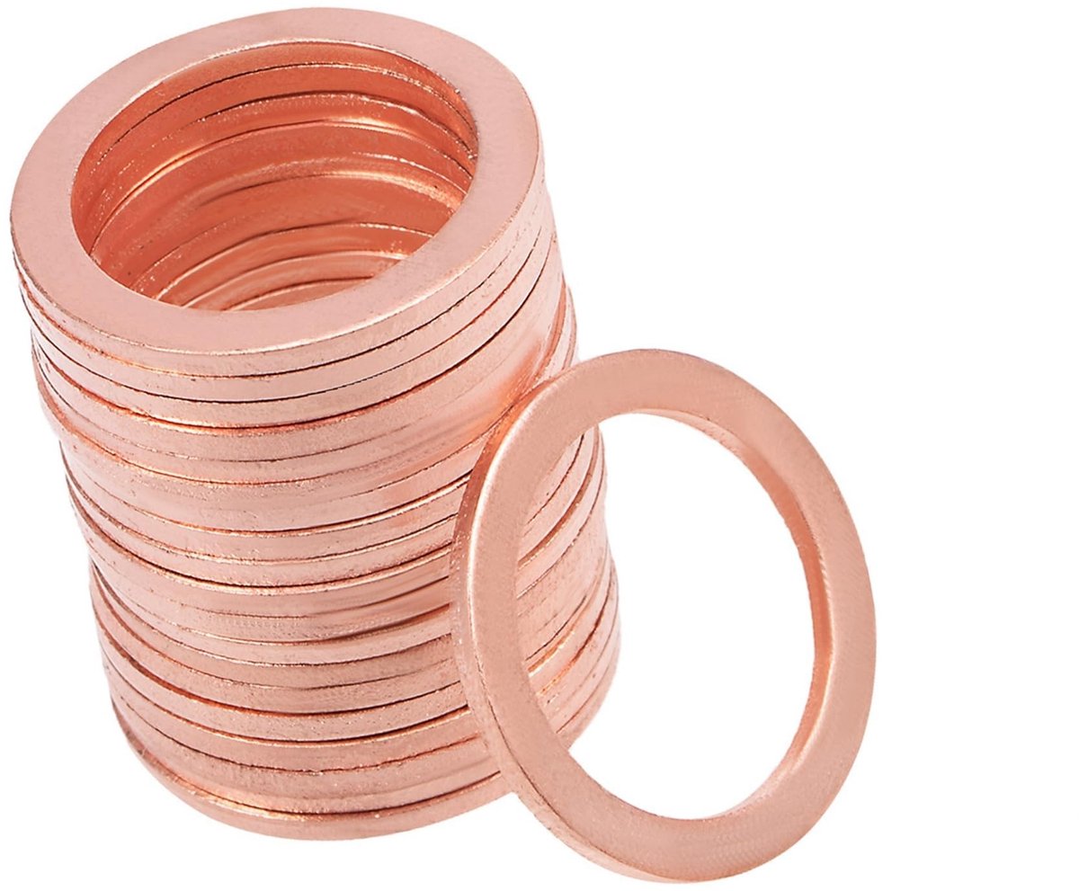 MTTproducts- Sluitringen 20 stuks - Koperen Sluitringen - 18,3 mm x 24 mm x 1,5 mm - Vervanging voor Schroeven - Ideaal voor Meubels - Gelijkmatige Lastenverdeling - Ring