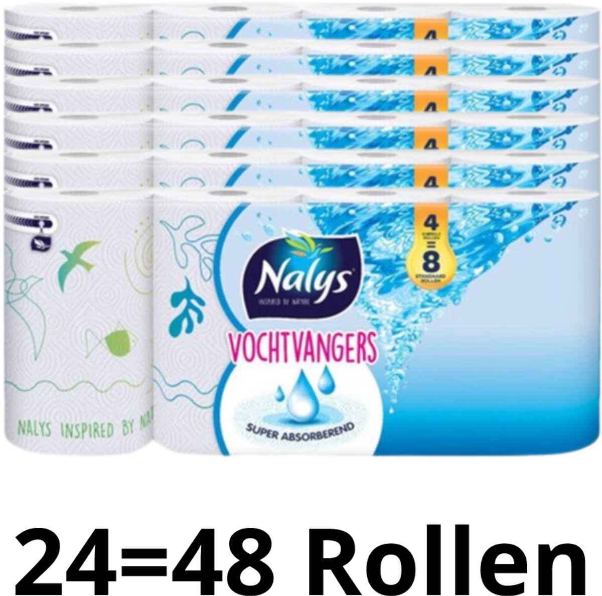 Nalys Vochtvangers Keukenpapier - 24 Dubbele rollen (24=48) - Voordeelverpakking