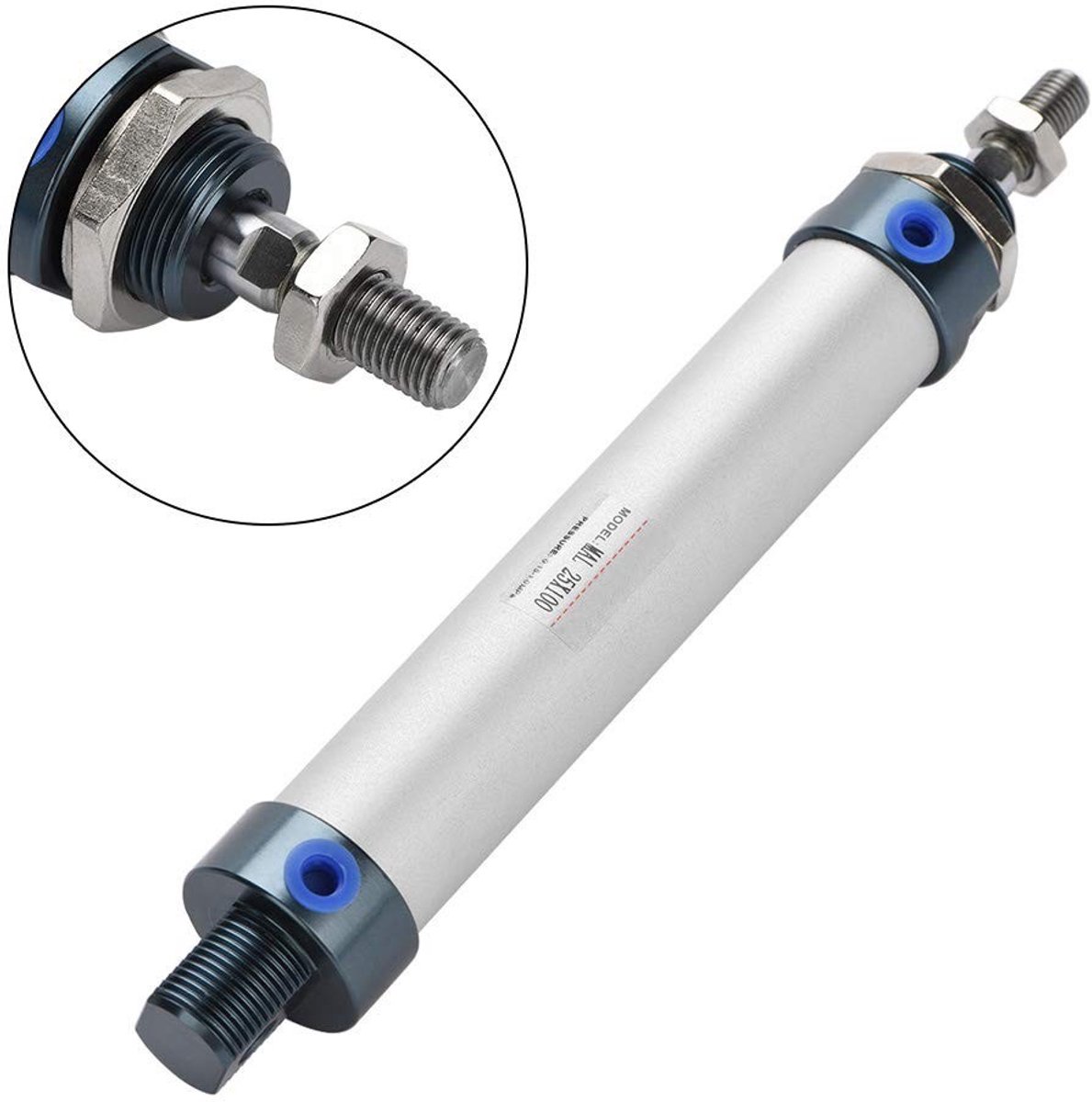 MTTproducts- Luchtcilinder 25mm Boring - 100mm Slag - Enkele Stam - Dubbele Actie - Aluminiumlegering - Duurzaam en Compact - Pneumatische Cilinder