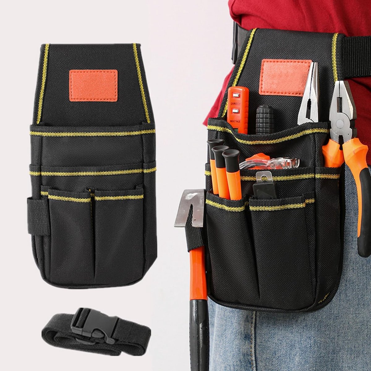MTTproducts - Tool Bag - Elektriciens Gereedschap - Comfortabele Draagbaarheid - Zwart - Gereedschap Organizer - Handig voor Klussers - 12 Inch
