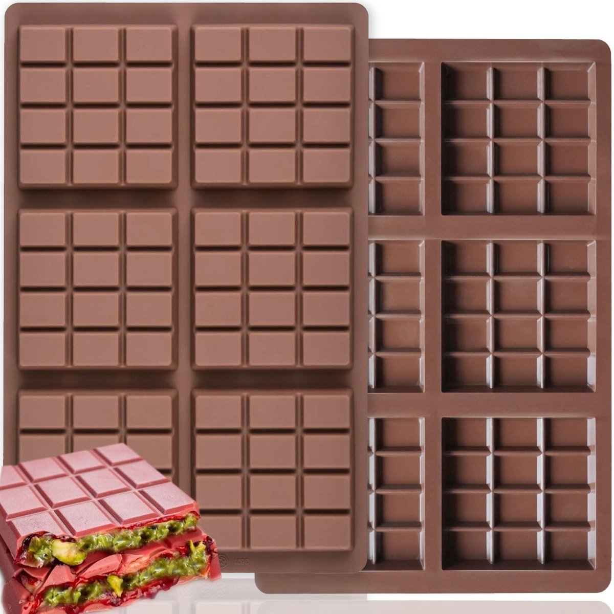 MTTproducts- Chocoladevorm 2 Stuks - Siliconen Bakvorm - Diepe Chocoladevorm - Antiaanbaklaag - Vriezer/Oven/Magnetronbestendig - Voedselveilig Siliconen