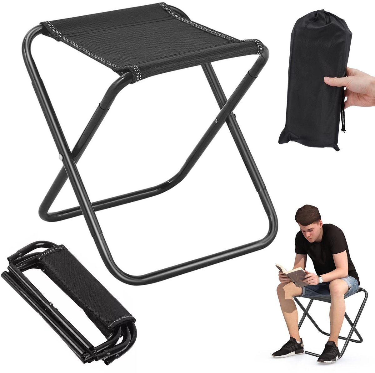 MTTproducts- Campingkruk Draagbaar - Opvouwbaar Ontwerp - Perfect voor Kamperen - Vissen - Picknick - Vermindert Rugbelasting - Opvouwbare Kruk