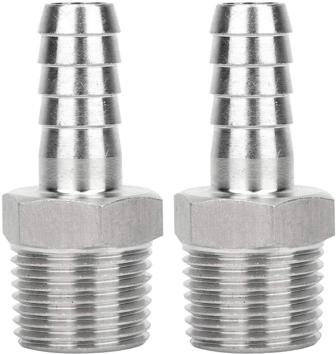 NTH products- Slangfitting Roestvrij Staal 304 - Snelkoppelingsconnector - BSPT/G Buitendraad - Metrische Weerhaak - Hoge Temperatuur/Druk Bestendig - Antiroest/Anticorrosief - Snelle Koppeling