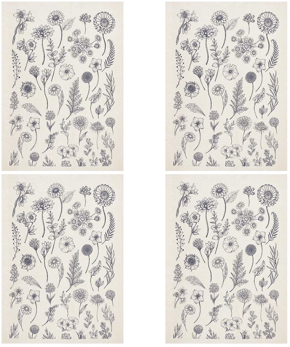 NTH products- Keramische Stickers 4 Vellen - Zonnebloemen - Porselein Onderglazuur - Transferpapier - Klei - Handgemaakt - Keramiek