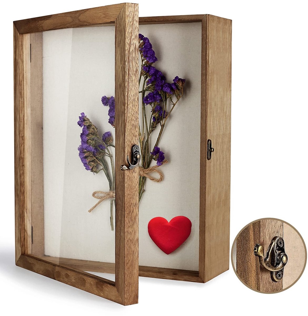 MTTproducts- Vitrinedoos 27,9 x 35,6 cm - Fotolijst - Herinneringsdoos - Scharnierende Deur - Retro Hoornslot - Voor Foto's en Memorabilia