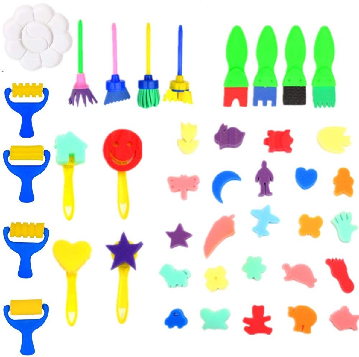 MTTproducts- Schilderkwasten Set 41 Stuks - Sponskwasten - Aquarel/Olie/Acryl - Kinderen - Creatief Schildergereedschap - Peuter Geschenken - Verfset