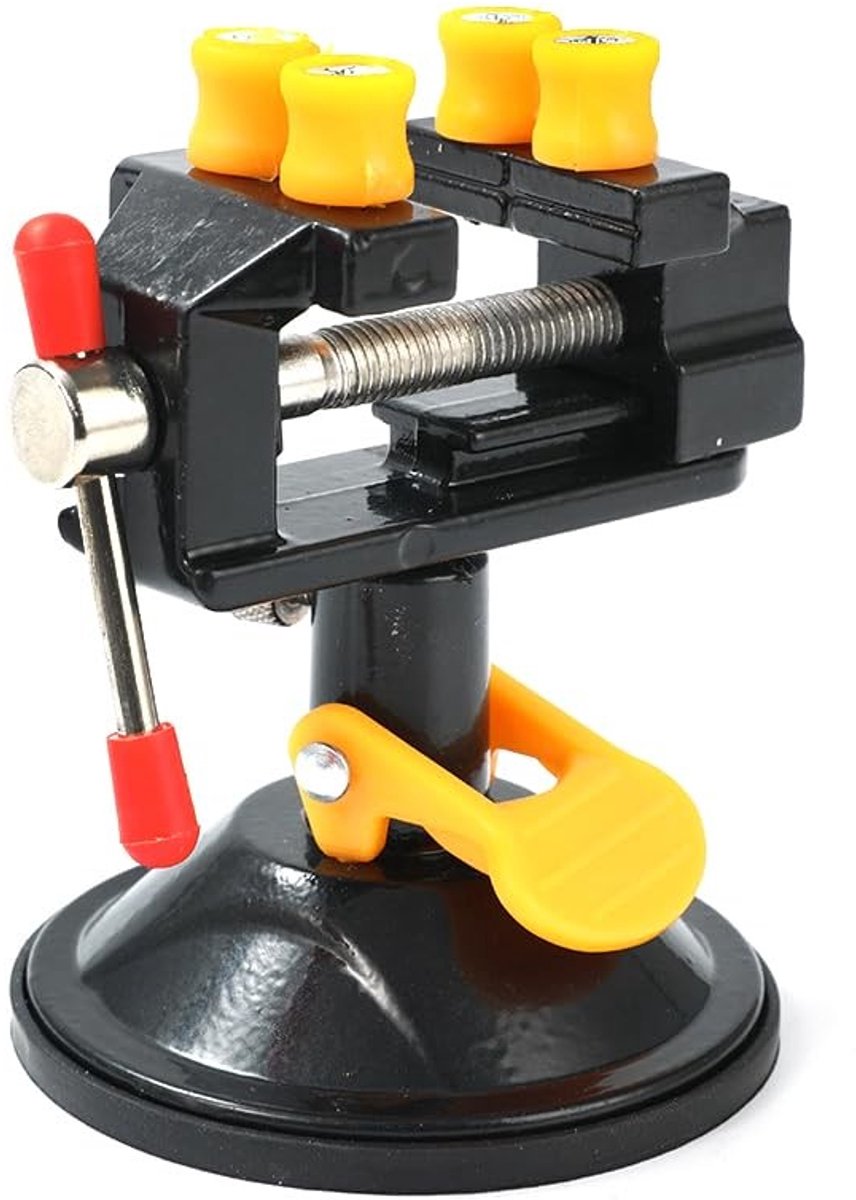 MTTproducts- Zuigbank Vise Draagbaar - Verstelbare Bankschroef Kaken - Draaibare Handgreep - Sterke Rubber Zuigbasis - Voor Modelleren en Ambachten