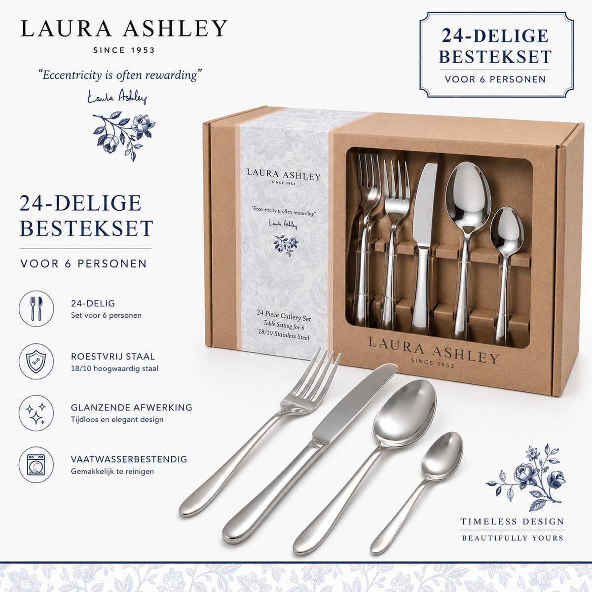 Laura Ashley Bestekset 24-delig glans