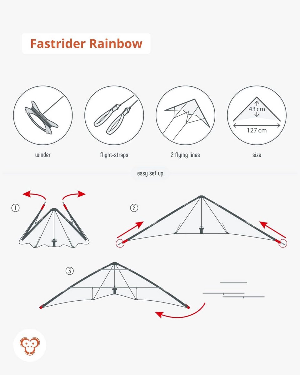 Fastrider 2-lijns stuntvlieger 127 cm voor volwassenen en jongeren