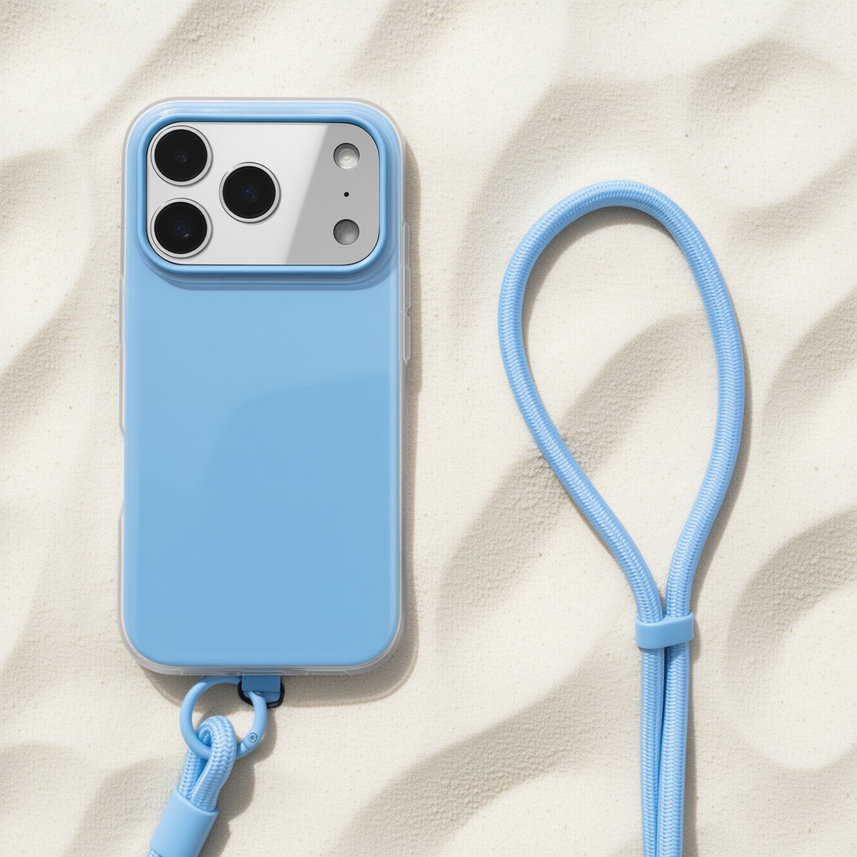 iPhone 17 Pro Hoesje met Verstelbaar Telefoonkoord – Ice Cream Bar Design Case – Frost Look 2-Laags Beschermhoes – Draagbaar om Nek of Schouder - Blauw