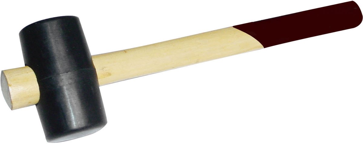 Rubber Hamer Ø55 mm Halfhard – Rubberen Klophamer met Houten Steel – Zwarte Rubberhamer - TOOLTECH
