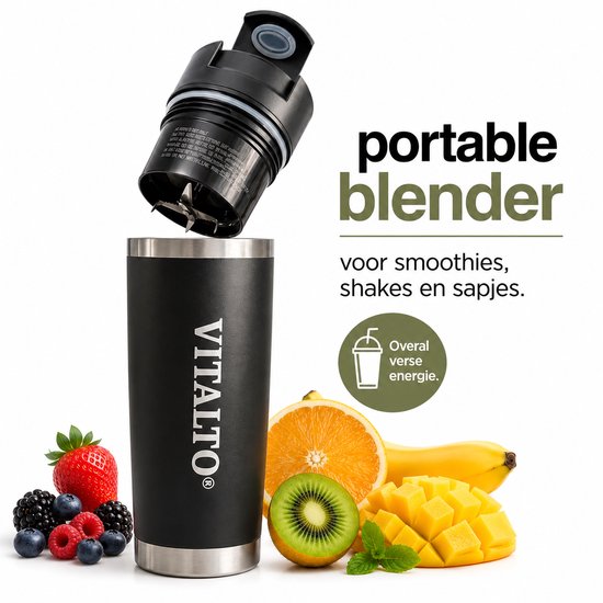 VITALTO V1 SERIES - Draagbare Blender - Portable Blender - BPA vrij - Smoothie maker - Vaatwasserbestendig - 700ML-USB-C Oplaadbaar - Zwart van Merkloos — afbeelding 5