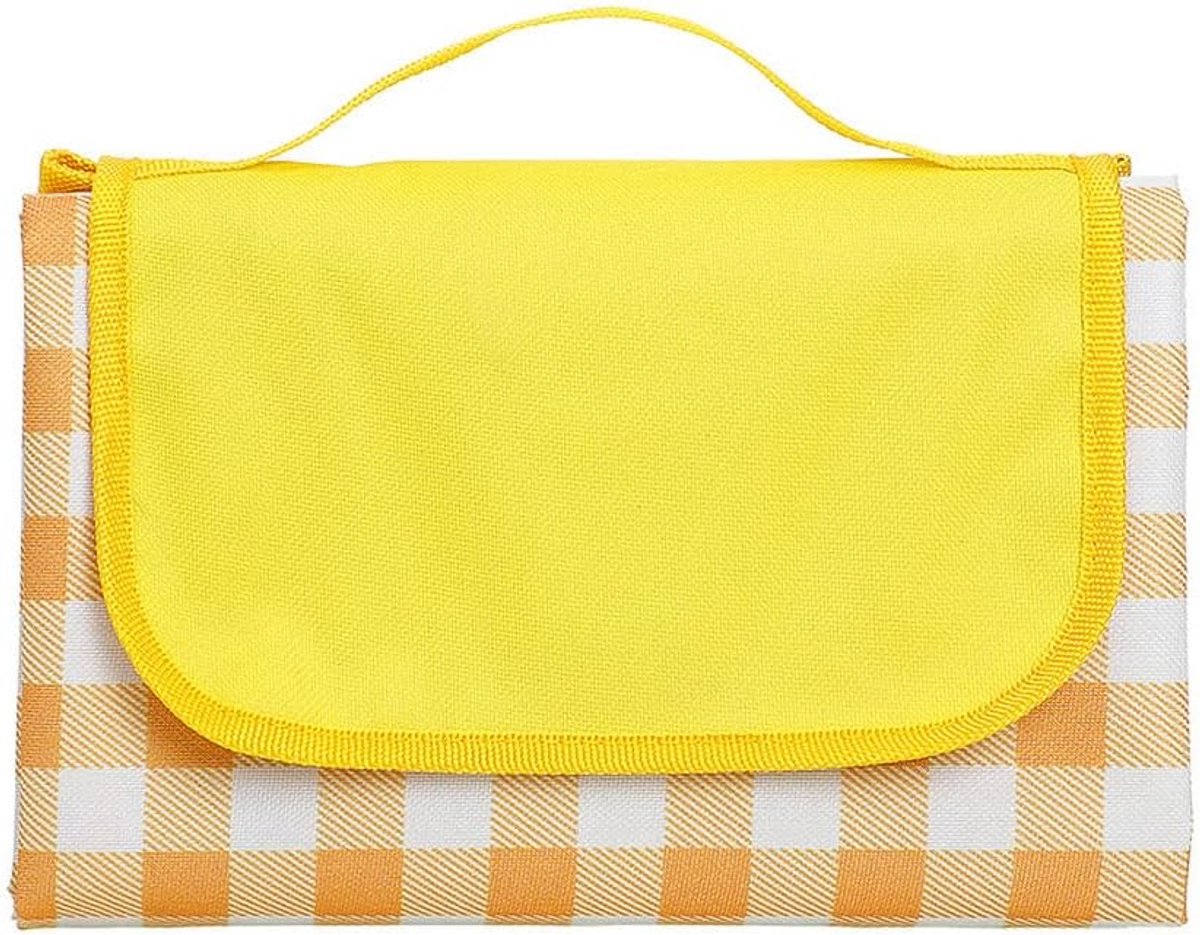 Picknickkleed - Picknickkleed waterdicht - Extra groot picknickkleed - waterdichte mat - strandkleed voor buiten - extra dikke draagbare mat - geschikt voor picknicks en kamperen -79" x 79" - geel en wit