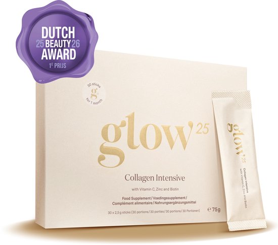 Glow25® Collageen Intensief (30 stuks) - met vitamine C, zink en biotine - collageenhydrolysaat met tripeptiden