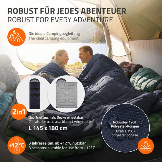 Slaapzak outdoor voor camping, donkerblauw, 210 cm, 3 seizoenen voor volwassenen, 2in1 deken slaapzakken Warm, compact & lichtgewicht — afbeelding 4