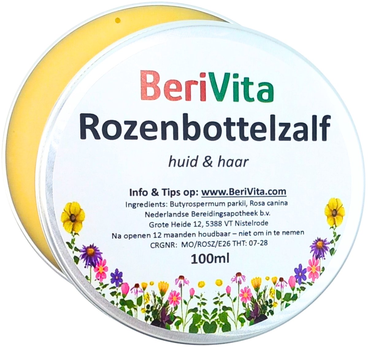 Rozenbottelzalf 100ml - Rozenbottelolie met Shea Butter - Rosehip Oil - Blik