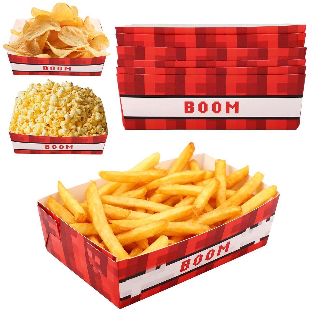 Dailygoods - 25 Stuks Pixel Feestschalen voor Videogamethema Verjaardagsfeestjes