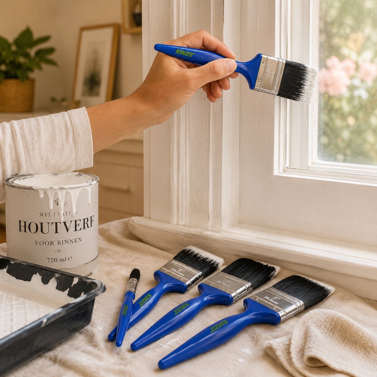 Kinzo kwasten set - 5 stuks - verfkwasten 12, 25, 38 en 50 mm - voor schilderklussen in en om huis