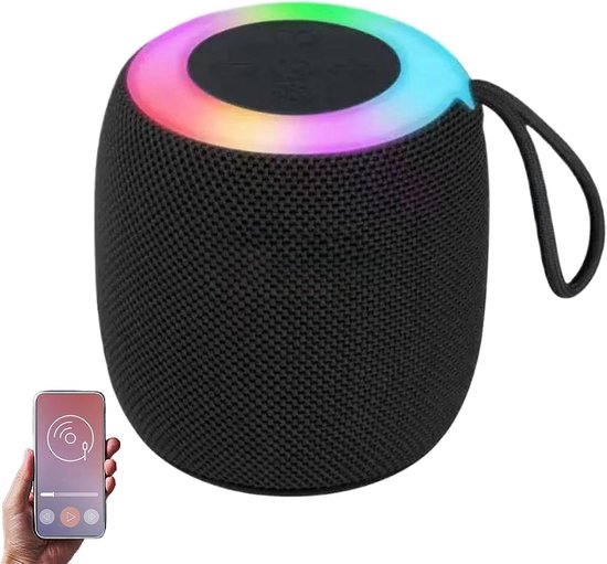 carmdering - Kleine Draadloze Luidspreker - Compacte Speaker - Draagbare Bluetooth Speaker - RGB Verlichtingseffect - Lange Batterijduur - Duurzame Kunststof - Weerbestendig Ontwerp - Ideaal Voor Reizen En Buiten - 1 Stuk-zwart van Carmdering — afbeelding 3