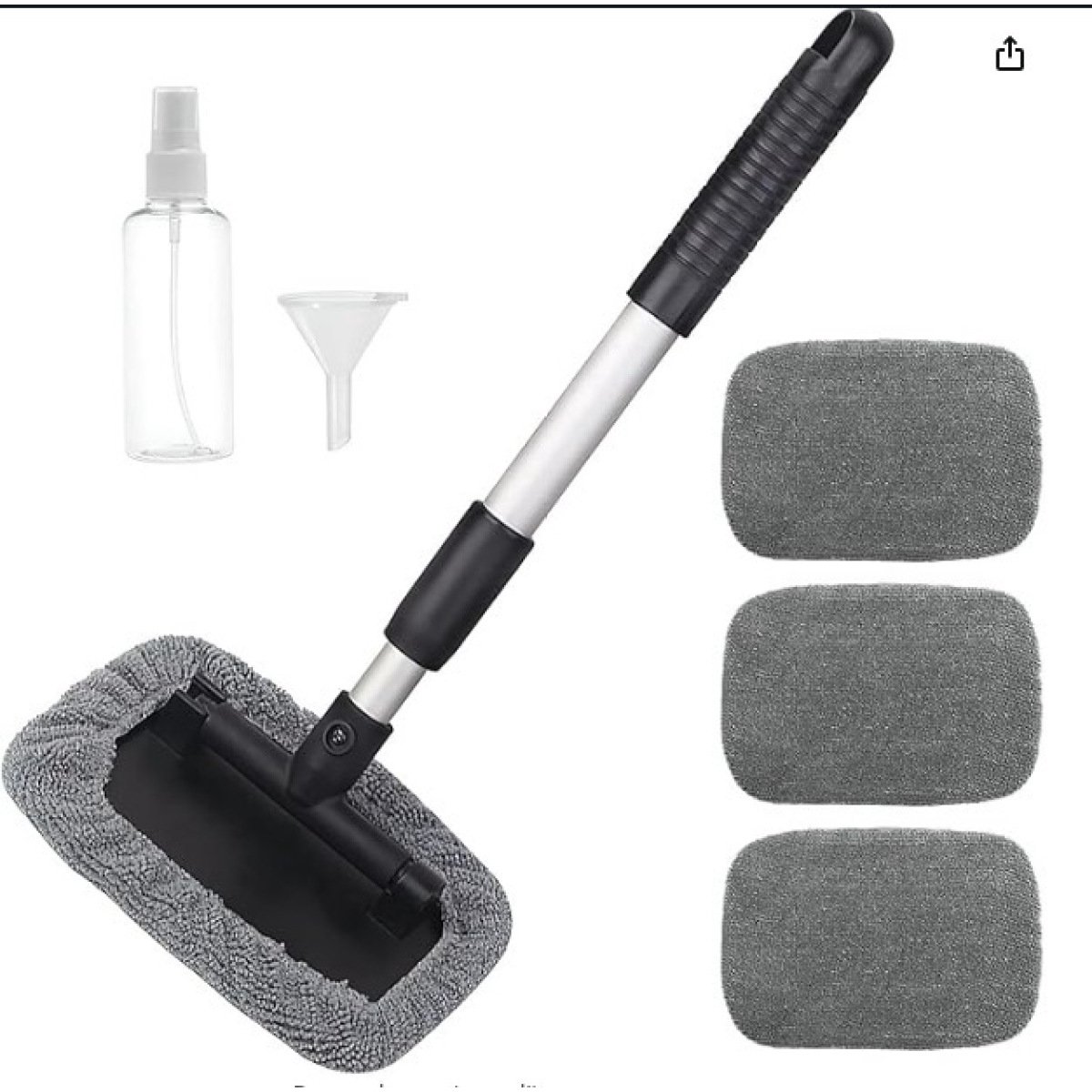 carmdering - Auto Scheibenreiniger - Auto Fensterwischer Kit - Reinigungswerkzeug Für Die Windschutzscheibe - Verstellbarer Teleskopgriff - Hochwertiges Mikrofaser-Material - Zacht En Krasvrij - 4 Pads En Spuitfles