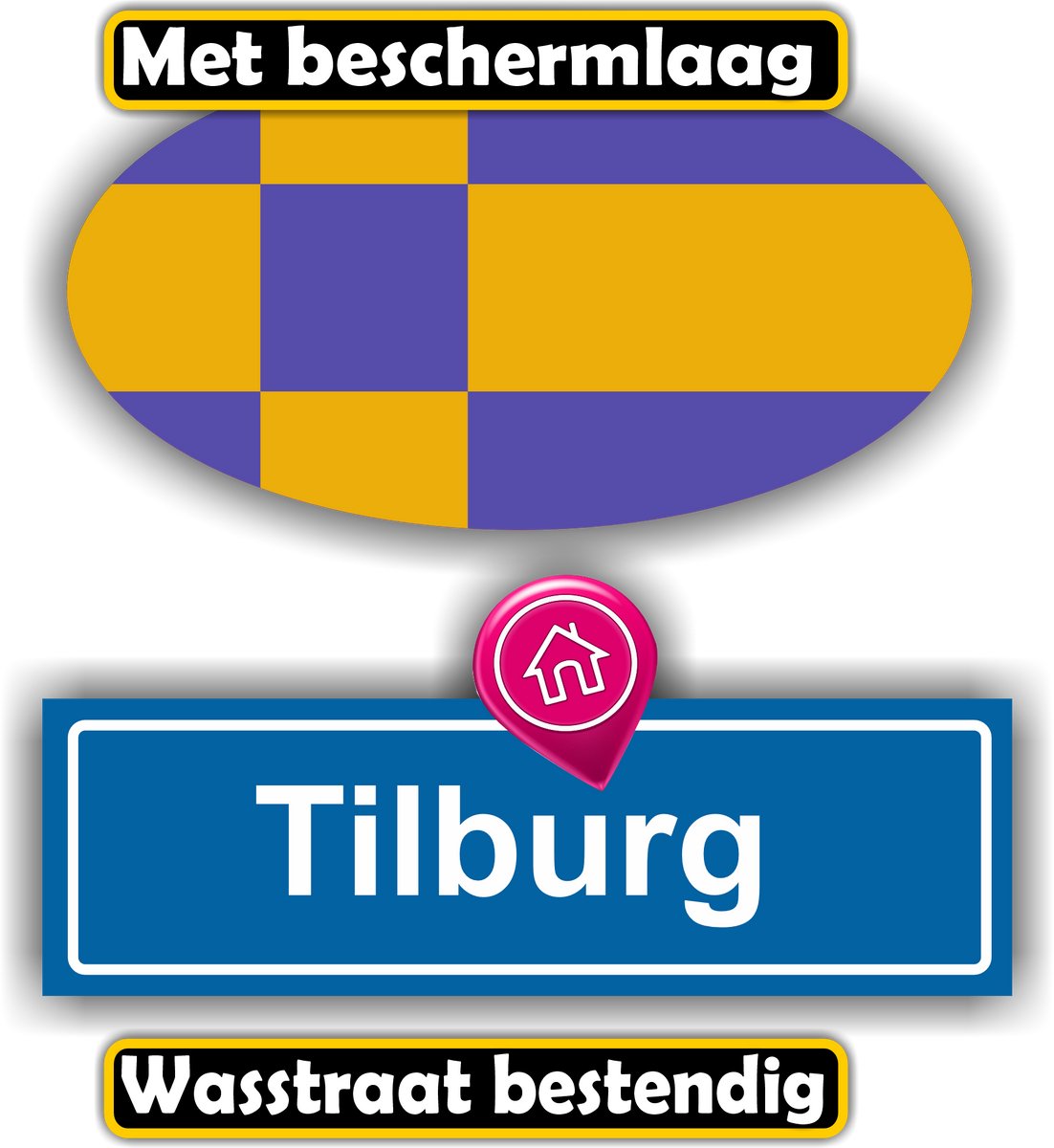 Jerma - Tilburg - Auto - Sticker - set 2 - Ovaal 13x7 cm - rechthoek 13x6 cm - Zelfklevend - Vinyl
