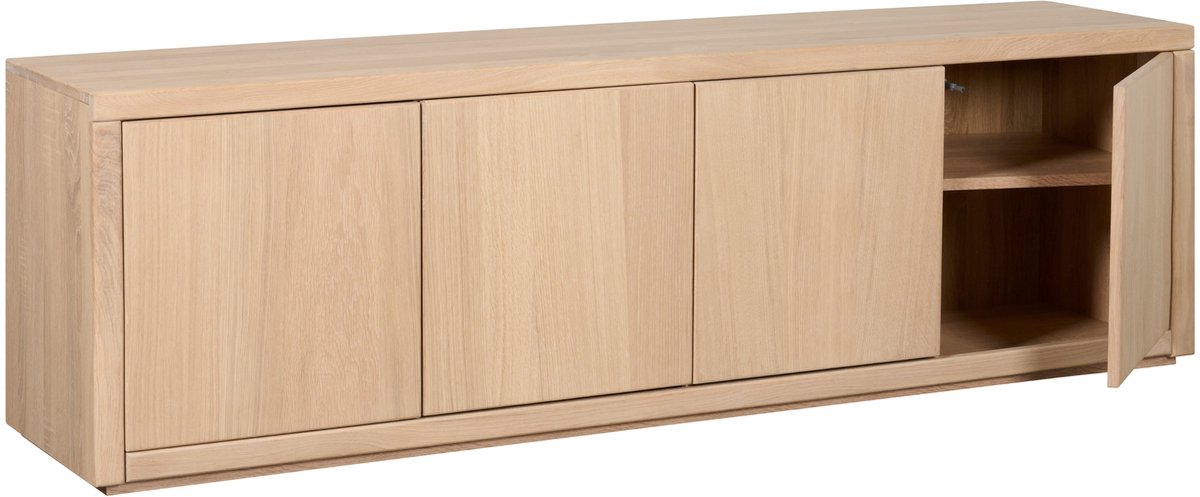 Woonexpress Chester TV-meubel - Massief Eikenhout Naturel - 4 Greeploze Deuren Hout - Eiken/Hout - Naturel