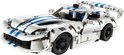 Gedetailleerd LEGO Technic Dodge Viper GTS-R model, wit met blauwe strepen, voorkant.