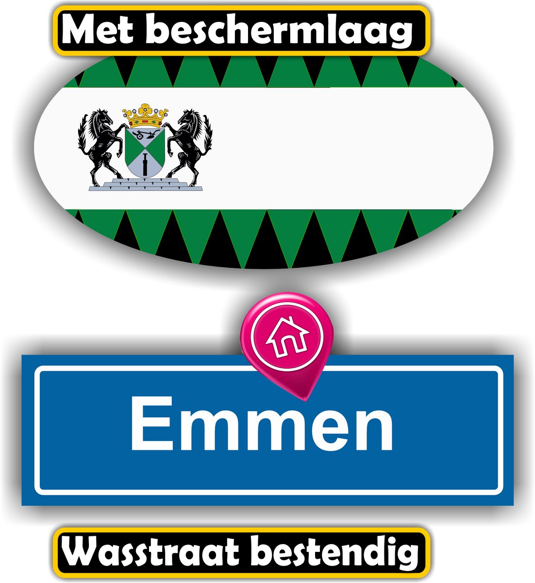 Jerma - Emmen - Vlag - Auto - Sticker - set 2 st - Ovaal 13x7 cm - 13x6 cm - Zelfklevend - Vinyl
