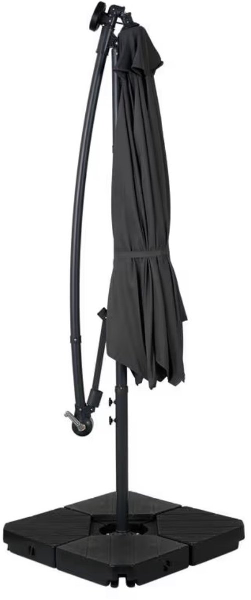 LED Zweefparasol 300 x 250 cm – Moderne Tuinparasol met Ingebouwde Verlichting – zwart thumbnail 4