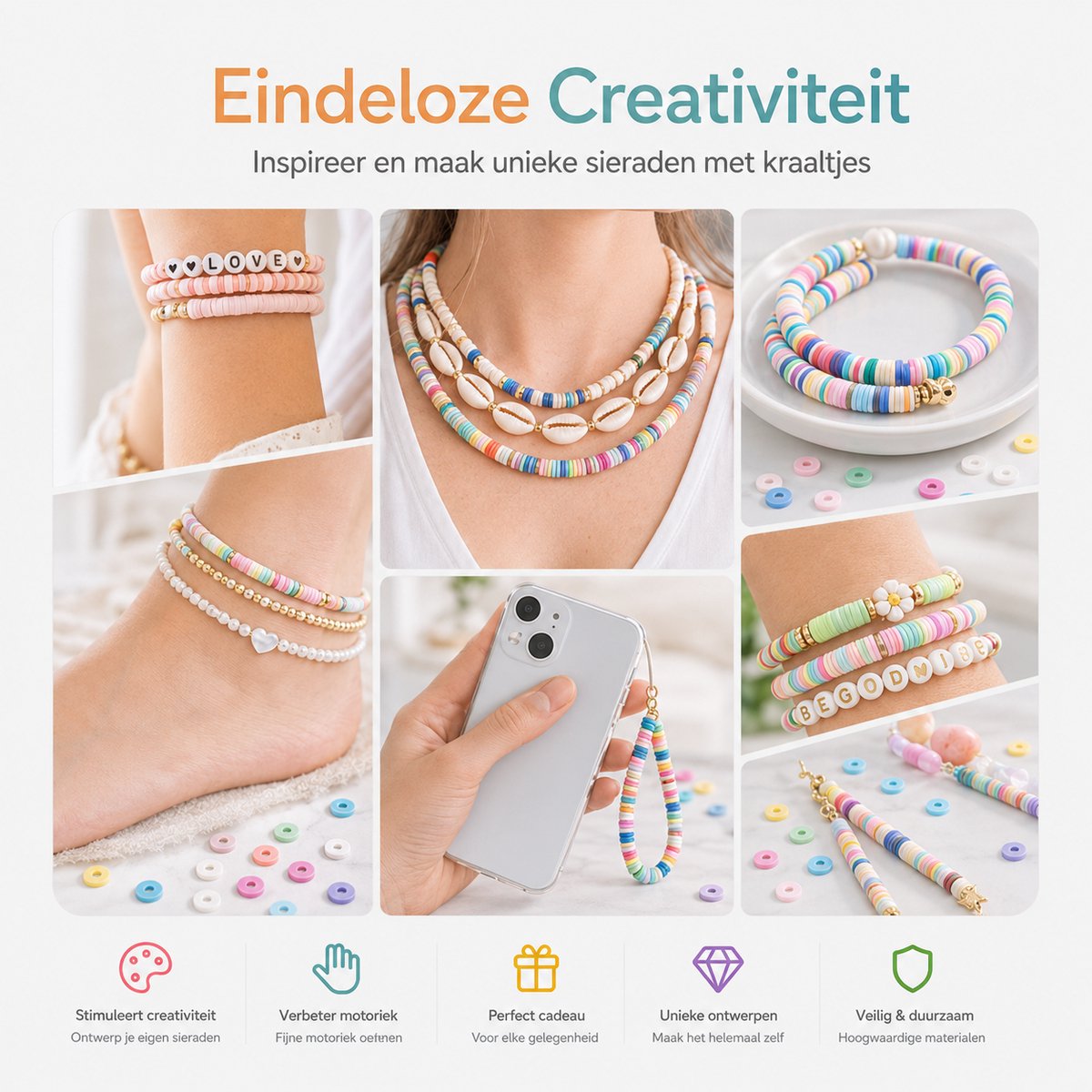 BOTC Sieraden Maken Set - 480-Delige Kralenset - Armbandjes & Kettingen Maken - Knutselset voor Meisjes — cadeau in Spellen & Speelgoed - foto 5