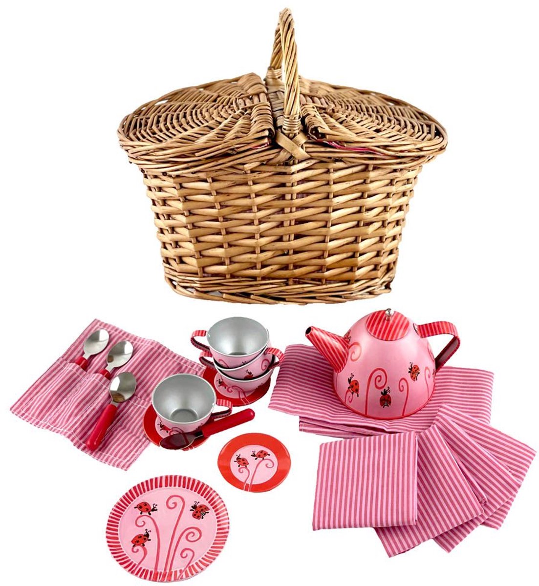 Egmont Toys Theeset tin in mand lieveheersbeestje 27x15x21 cm.