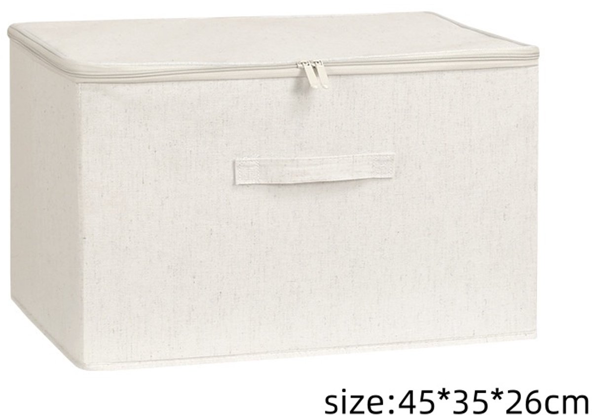 Opbergdoos van Katoen-Linnen met Deksel (45x35x26 cm) – Vouwbare Wasbare Bewaardoos voor Kleding, Beddengoed en Speelgoed, Geschikt voor Kast, Slaapkamer en Kledingkast, Zonder Cijferslot