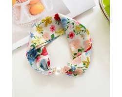 Sjaaltje - Scarf- Accessories - Dames- Bandana's- Halsdoek - Imitatie Zijde- Gekleurde - Bloemen - Magneet - Parel