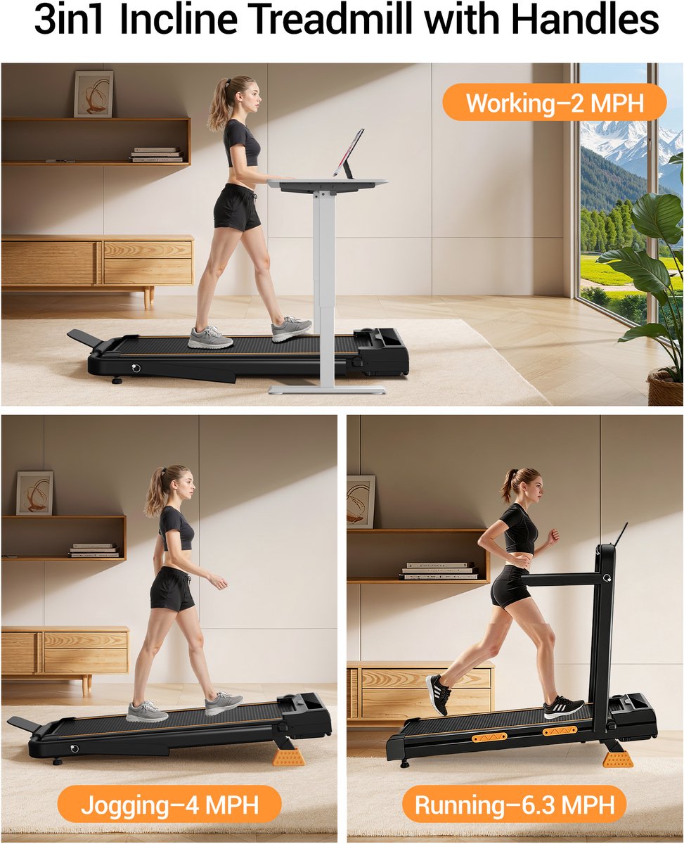 Walking Pad met helling 16%, 10 km/u loopband voor thuis met - Product - €178,99