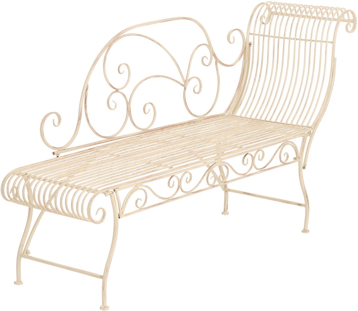 CLP Tuinbank Karma - Chaise Longue Loungebank - Romantische Art Nouveau Bank met Ornamenten - 160 kg - antiek/creme