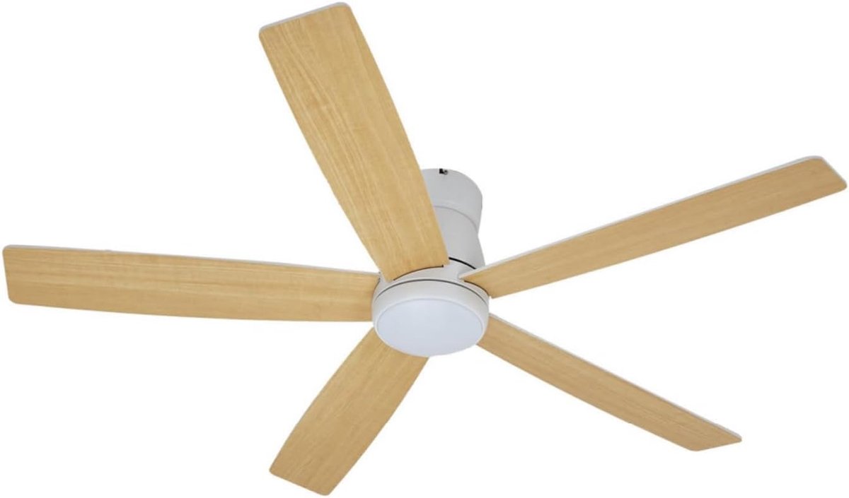 Moderne plafondventilator 52 inch met dimbare LED-verlichting – Stille omkeerbare DC-motor – 3 instelbare kleurtemperaturen – Met afstandsbediening – Energiezuinig – Laaghangende inbouwmontage – 132×132×26 cm – Wit – foto 7