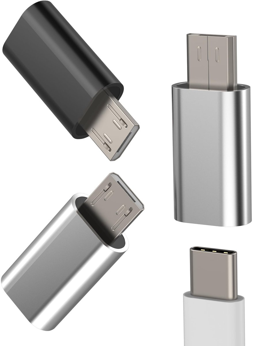 Dailygoods - USB C naar Micro USB Adapter (Set van 3)