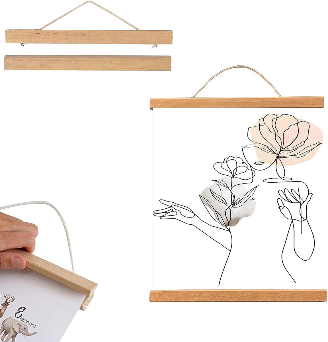 Posterhouder met Magnetisch Houten Frame – Modern Design – 50 cm – Voor Posters & Kunstwerken