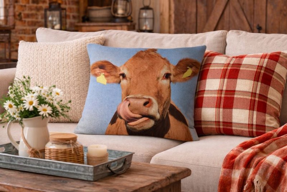 Dieren kussenhoes Koe - Koeien - Fotoprint - Sierkussen - 45x45 cm