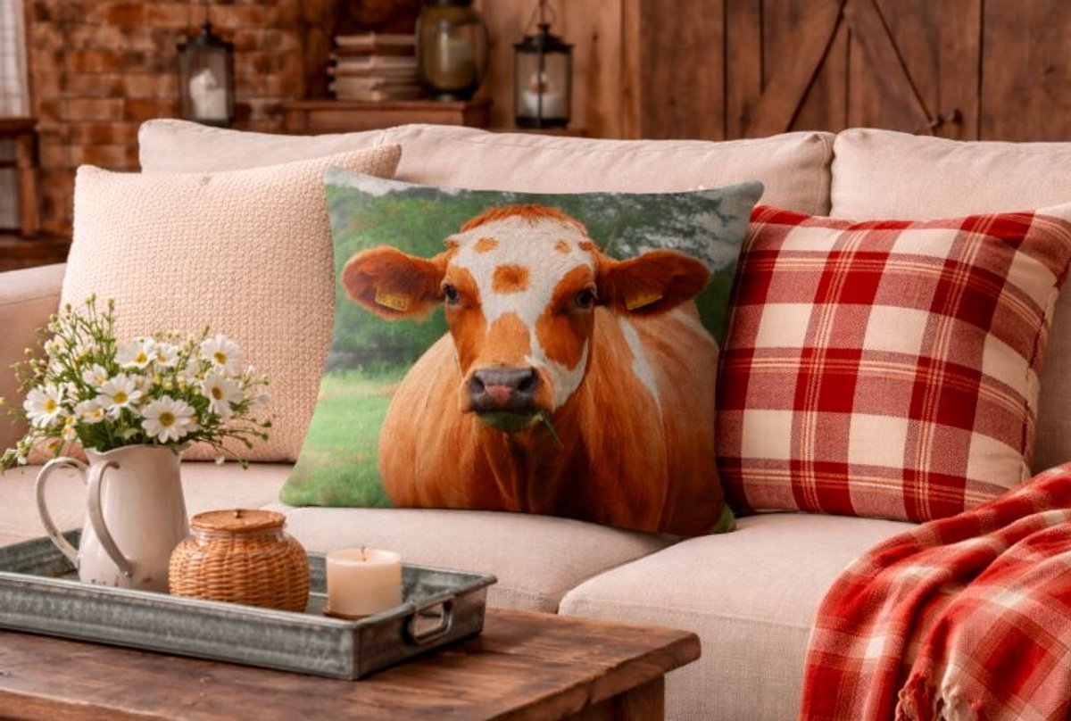 Dieren kussenhoes Koe - Koeien - Fotoprint - Sierkussen - 45x45 cm