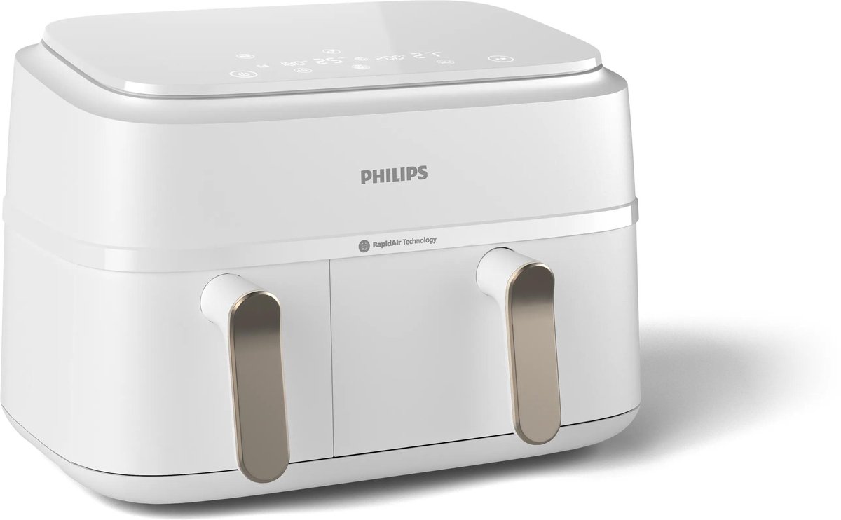 Philips 3000 series NA353/10 - Dual Basket Airfryer - 9L - 2750W - Zilver/Wit — afbeelding 1