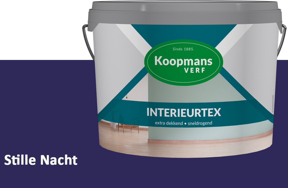 Koopmans Interieurtex Matte Muurverf Binnen – Extra Dekkende Sneldrogende Verf voor Muren en Plafonds – Stille Nacht – 10 l