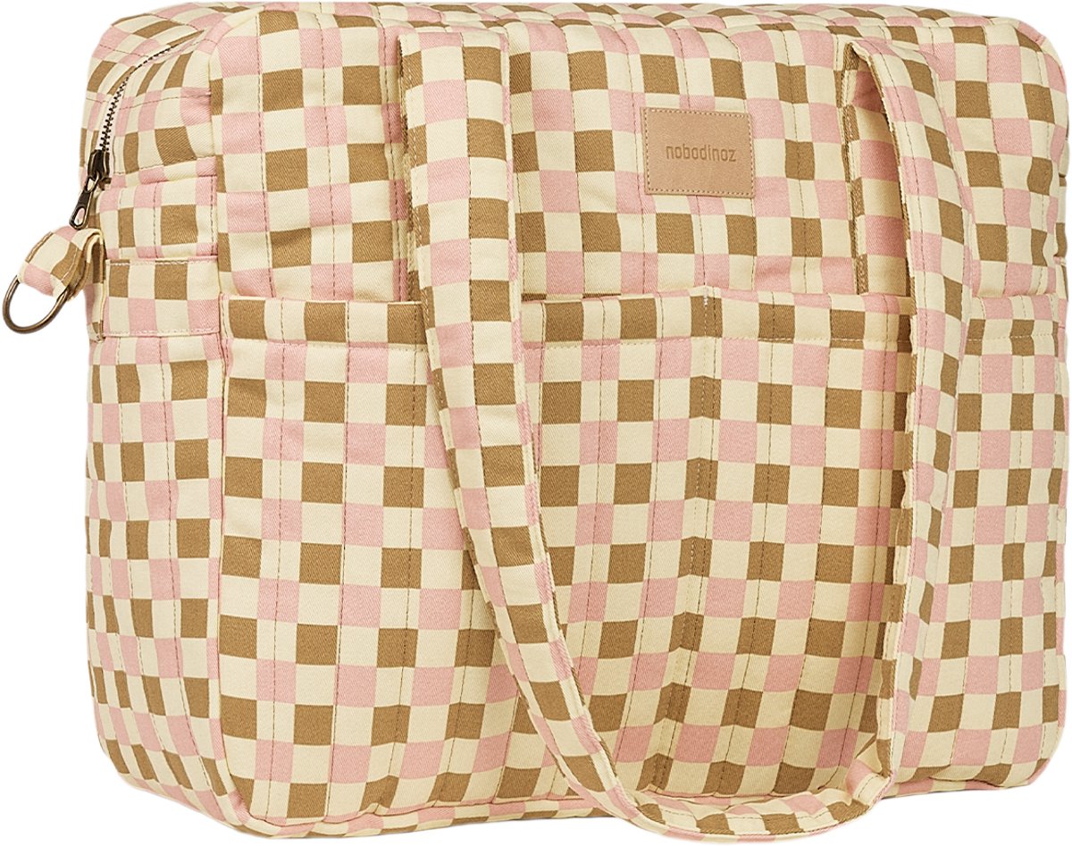 Nobodinoz Hyde Park Waterdichte kinderwagentas/luiertas 38x33x16cm - Yellow Pink Mosaic