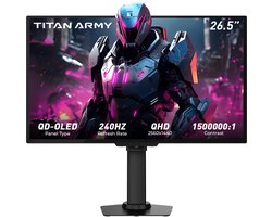 Titan Army G2785S QD-OLED Gaming Monitor 26,5 Inch QHD 240Hz, 0,03ms Reactietijd, 1.500.000:1 Contrast, HDR10, FreeSync & Ergonomisch Verstelbaar