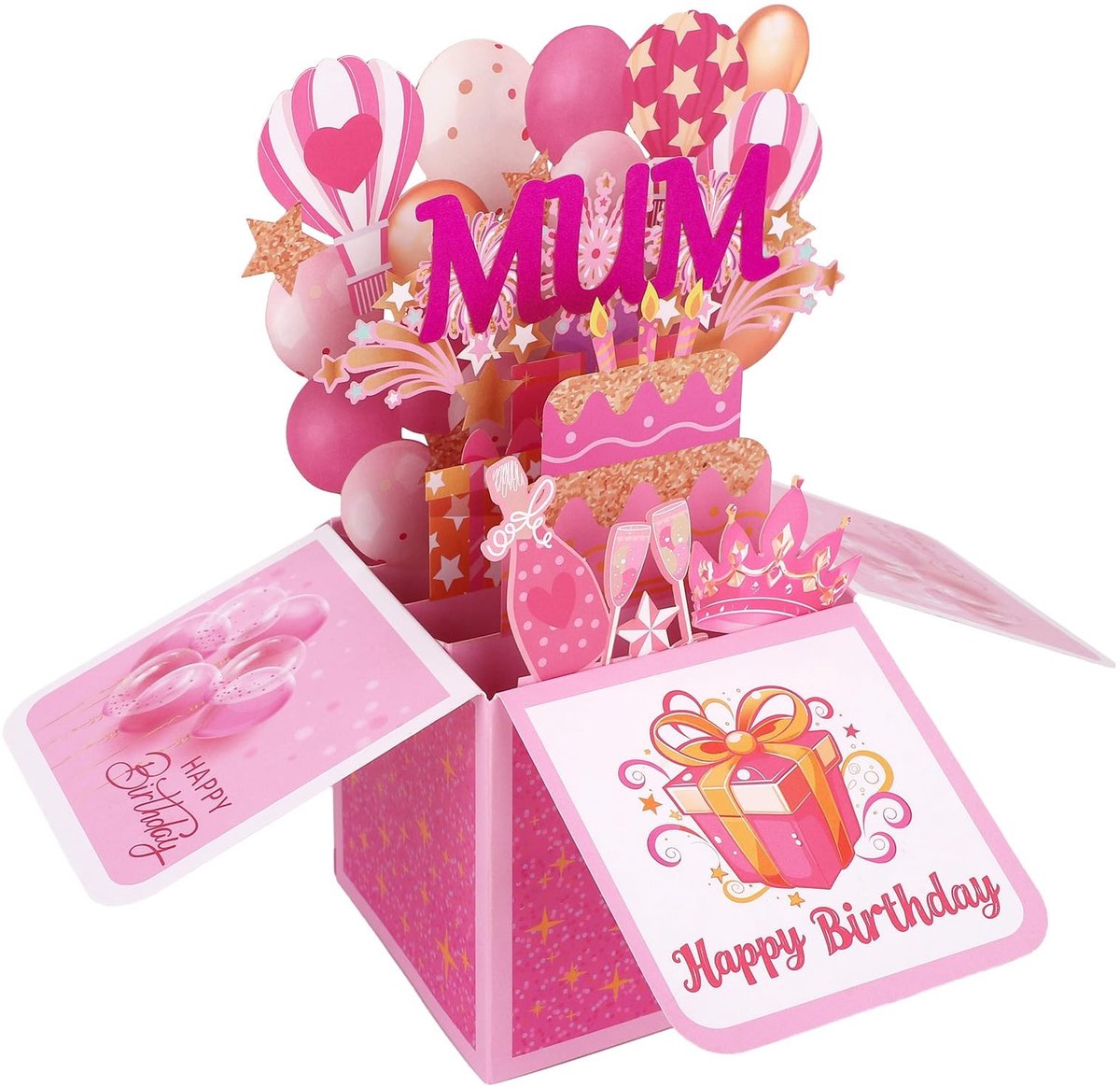 Dailygoods - Pop Up Verjaardagskaart voor Mama met 3D Ballonnen en Taart
