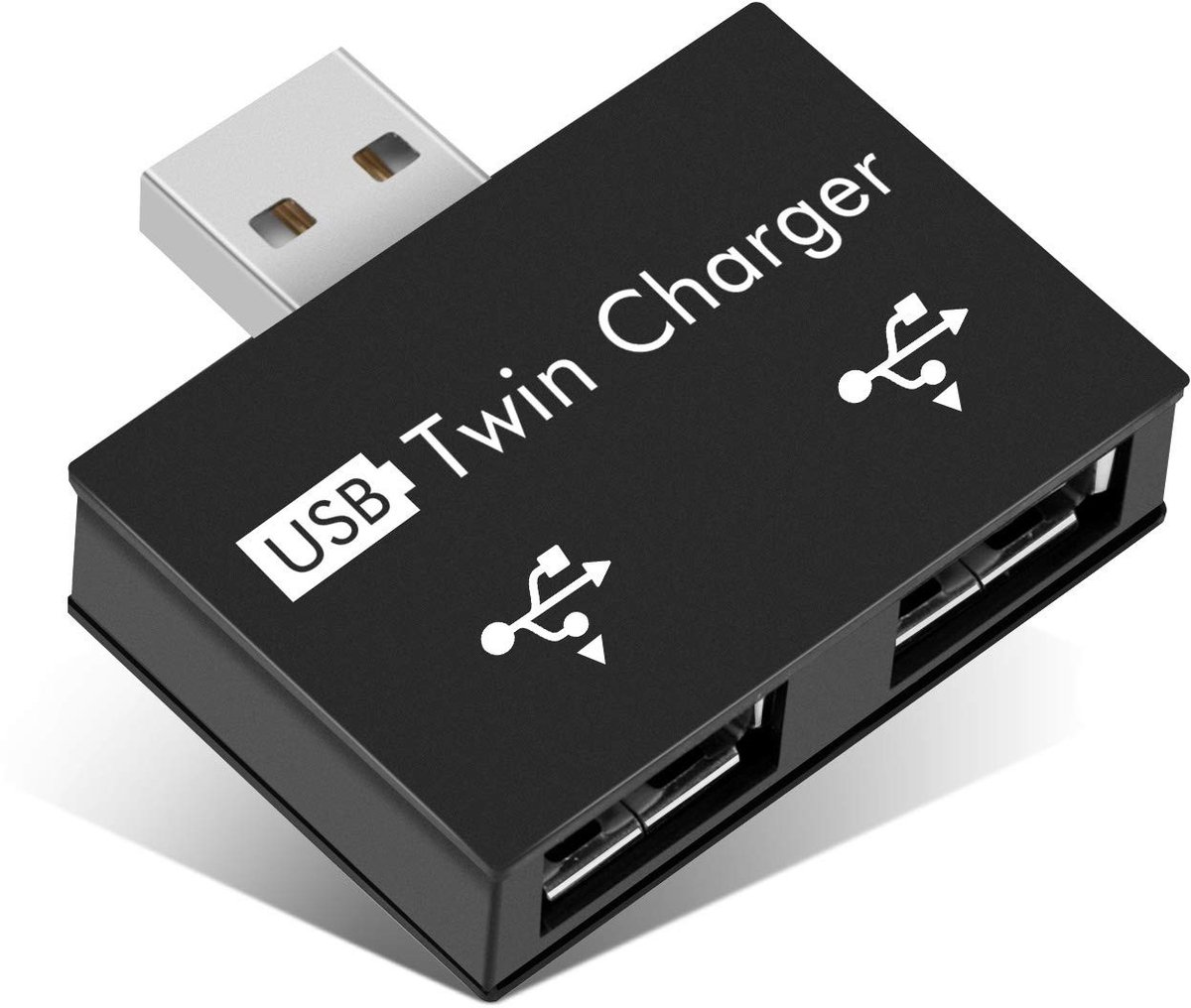 Dailygoods - Dailygoody - USB2.0 2-poorts USB-hub - Draagbare adapter - Zwart - USB vrouwelijke aansluiting - Geschikt voor laptops en desktops - Compact model