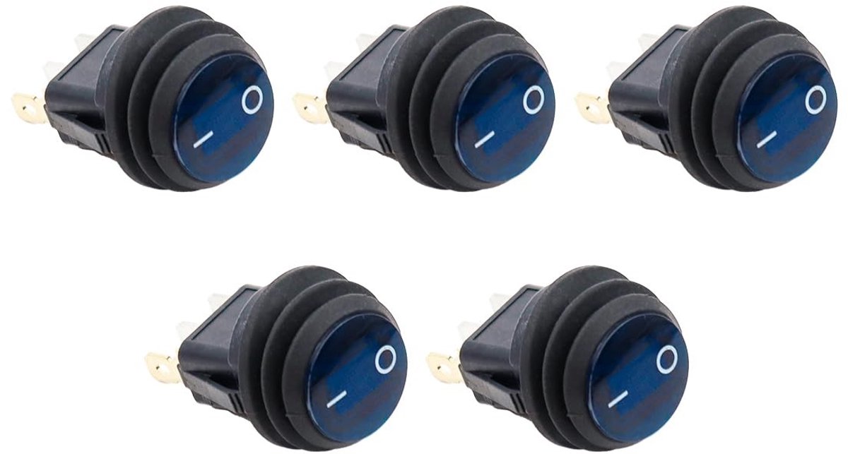 Dailygoods - Dailygoody - LED Tuimelschakelaar - Waterdicht - Blauw - Voor Auto Boot Vrachtwagen - 5 Stks - 12V AAN/UIT
