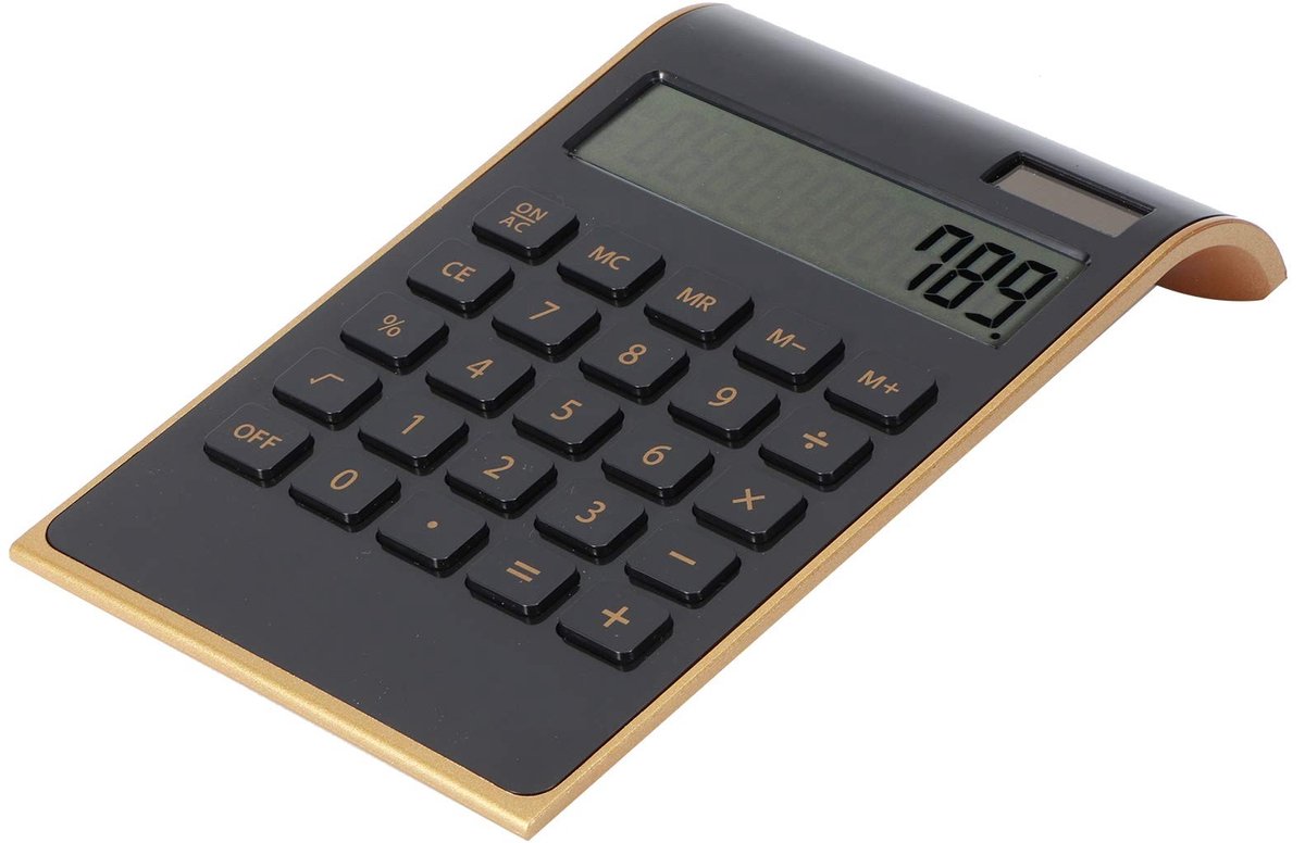 Dailygoods - Dailygoody - Ultradunne Zonnecalculator - Draagbare Rekenmachine - Zonne-energie/batterij - Zwart - Ergonomisch ontwerp - Voor School en Kantoor