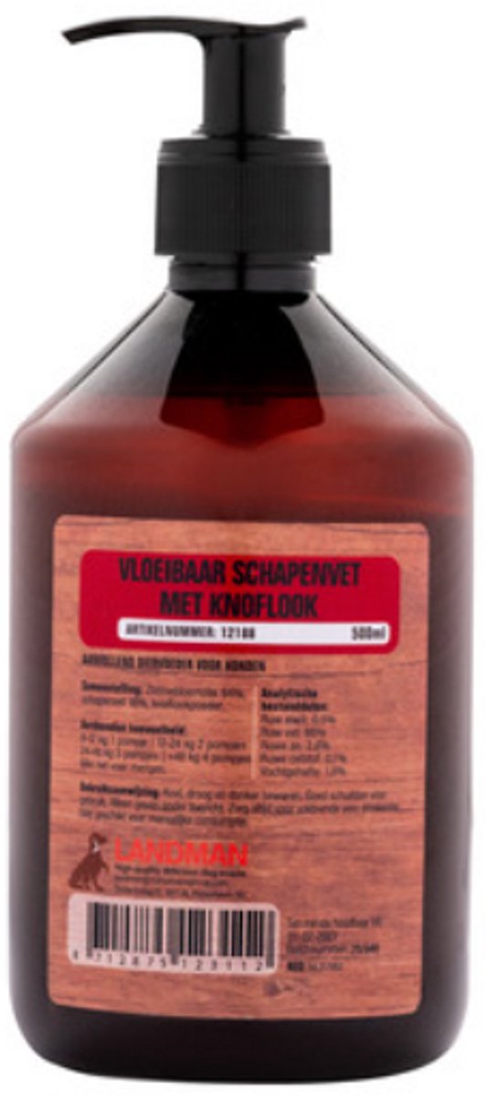 Kyra's Hondensnacks Vloeibaar Schapenvet met Knoflook (500ml) - Supplementen Hond - Voor een glanzende vacht, extra energie en natuurlijke ondersteuning tegen vlooien